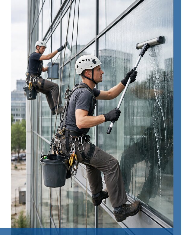Мойка витражей альпинистами в Нягани от 713 р. под ключ|ВЫСОТНИК-Нга
