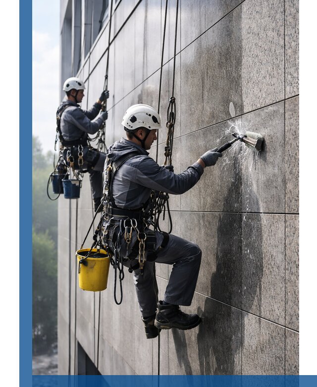 Профессиональная мойка фасада из керамогранита в Нягани