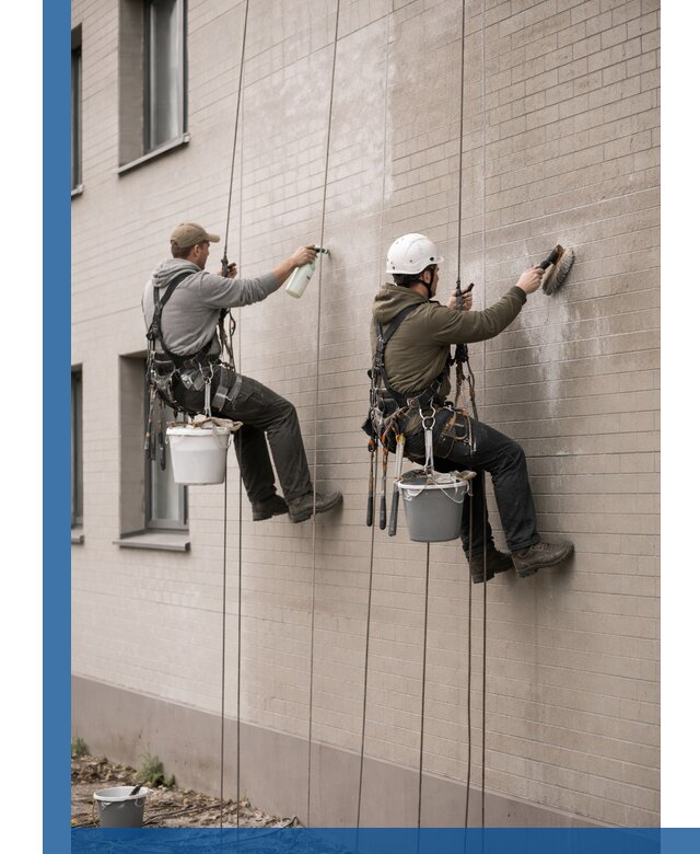 Удаление высолов с фасада зданий в Нягани без повреждений и следов