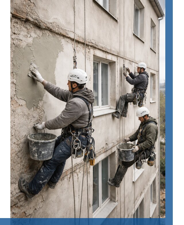 Ремонт штукатурного фасада в Нягани от 764 р. под ключ | ВЫСОТНИК-Нга