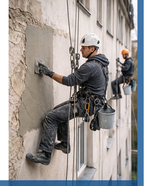 Восстановление штукатурки фасада в Нягани от 1222 р. | ВЫСОТНИК-Нга