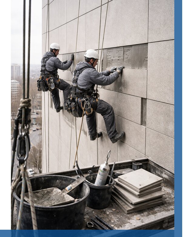 Ремонт фасада из керамогранита в Нягани от 2547 р. | ВЫСОТНИК-Нга