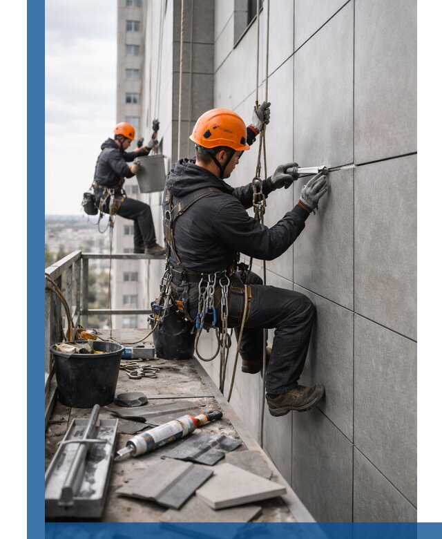 Профессиональный ремонт фасада из керамогранита в Нягани