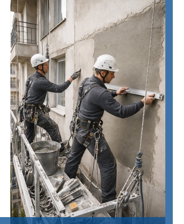 Штукатурка фасада на высоте в Нягани от 917 р. | ВЫСОТНИК-Нга