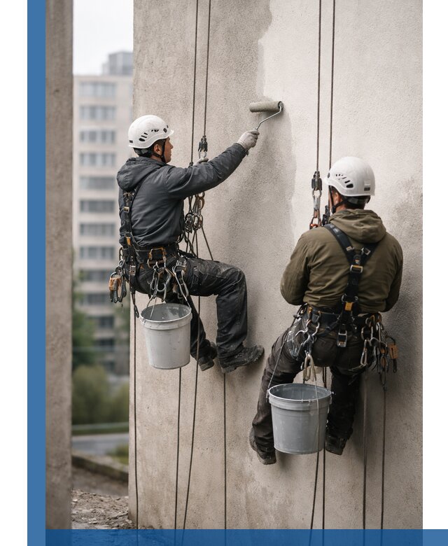 Покраска фасадов высотными альпинистами в Нягани с гарантией