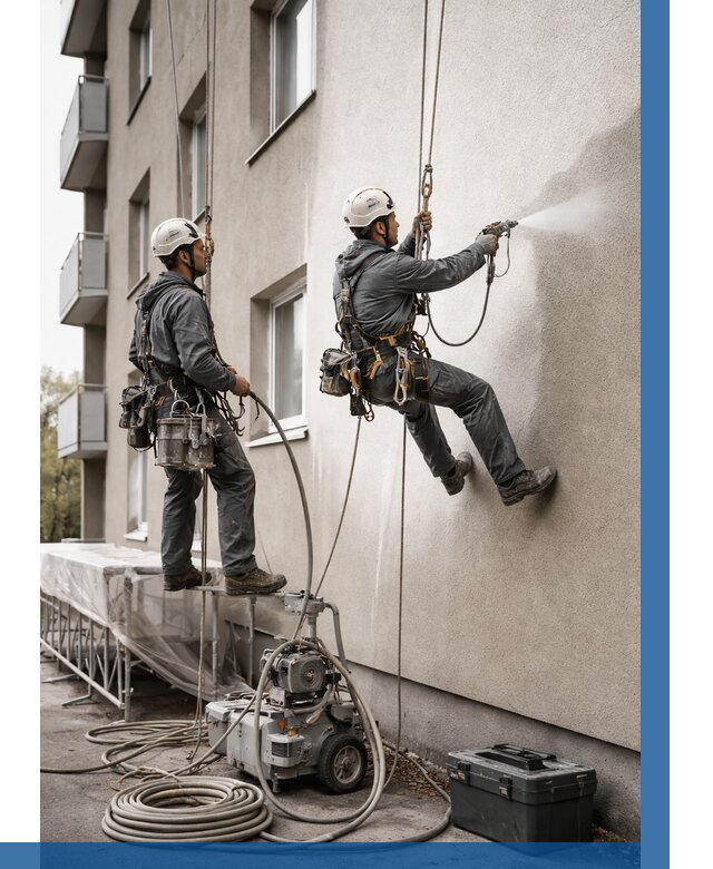 Безвоздушная покраска фасада в Нягани от 224 р/м² | ВЫСОТНИК-Нга