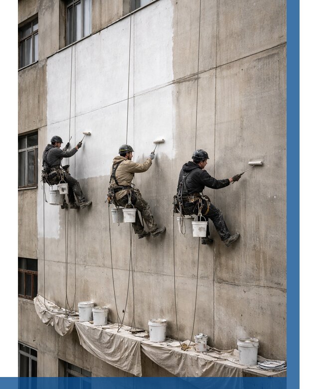 Покраска бетонного фасада в Нягани от 357 р за м2 | ВЫСОТНИК-Нга