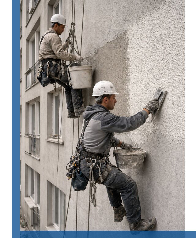 Нанесение декоративной штукатурки короед на фасад в Нягани