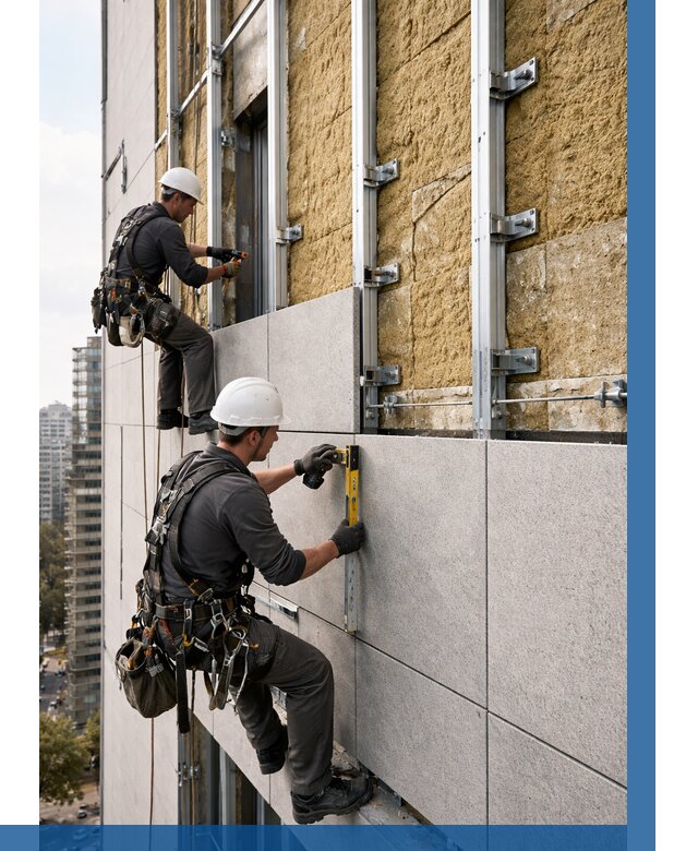 Монтаж вентилируемого фасада в Нягани от 3565 р. | ВЫСОТНИК-Нга