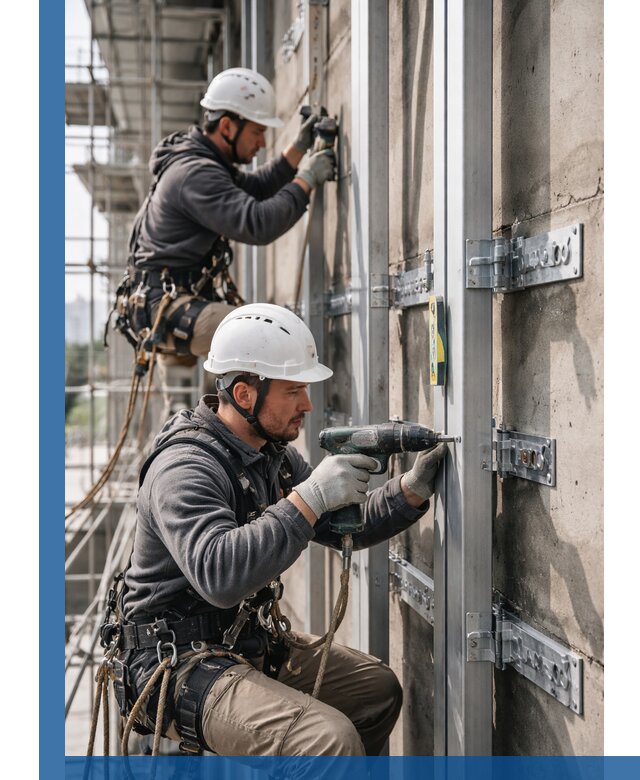 Монтаж и крепление подсистемы вентфасада в Нягани