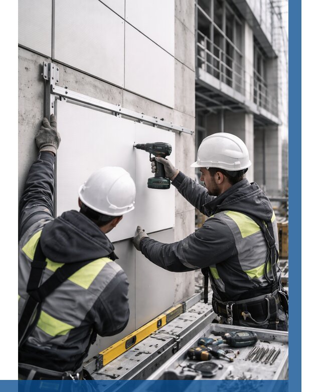 Монтаж композитных панелей фасада в Нягани от 2547 р. | ВЫСОТНИК-Нга