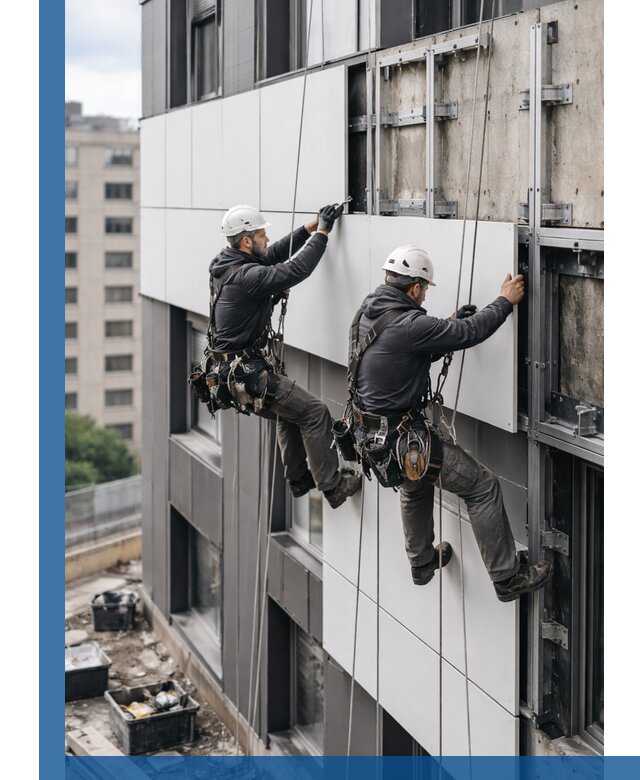 Монтаж композитных панелей фасада в Нягани под ключ