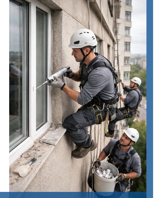 Герметизация оконных швов снаружи в Нягани от 1528 р. | ВЫСОТНИК-Нга