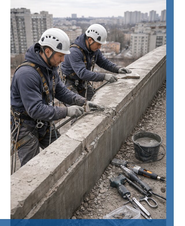 Ремонт парапета на кровле в Нягани от 1528 р. | ВЫСОТНИК-Нга