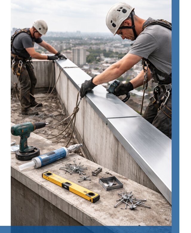 Монтаж парапетных крышек в Нягани от 815 р. | ВЫСОТНИК-Нга