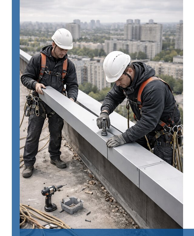 Монтаж парапетных крышек и ограждений кровли в Нягани