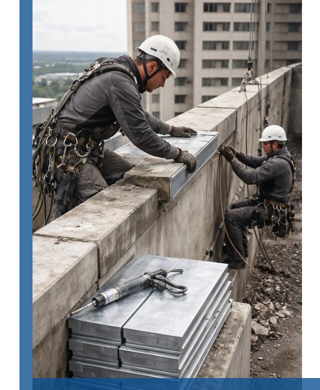 Замена парапетных крышек и установка новых в Нягани