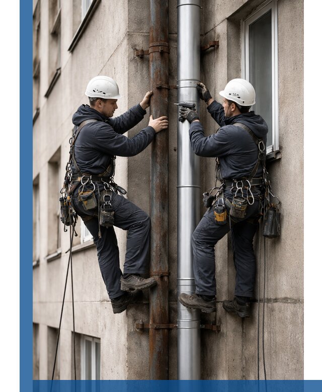Замена водосточных труб в Нягани: монтаж и демонтаж под ключ