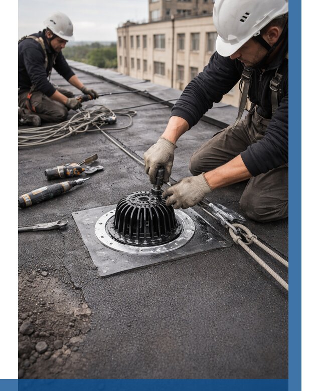 Установка водосточных воронок в Нягани цена от 3565 р. | ВЫСОТНИК-Нга