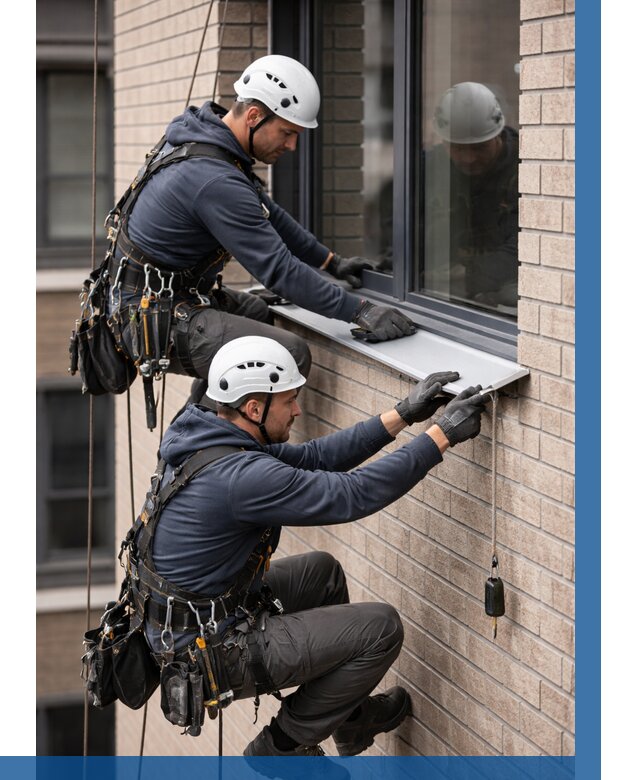 Монтаж оконных отливов под ключ в Нягани от 3565 р. | ВЫСОТНИК-Нга