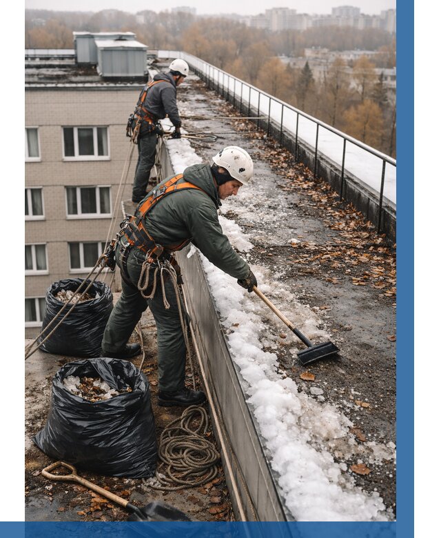 Очистка кровли по периметру в Нягани от 560 р. | ВЫСОТНИК-Нга