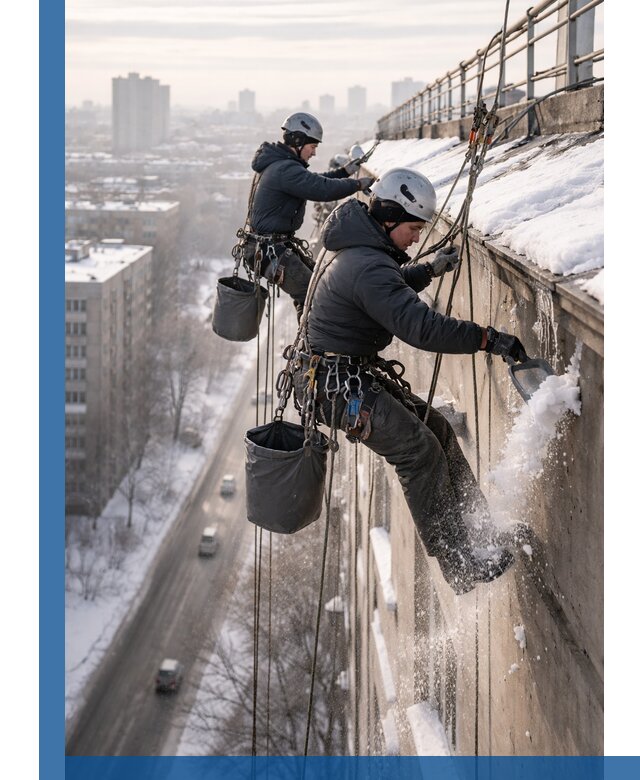 Очистка карнизов от снега в Нягани профессионально и безопасно