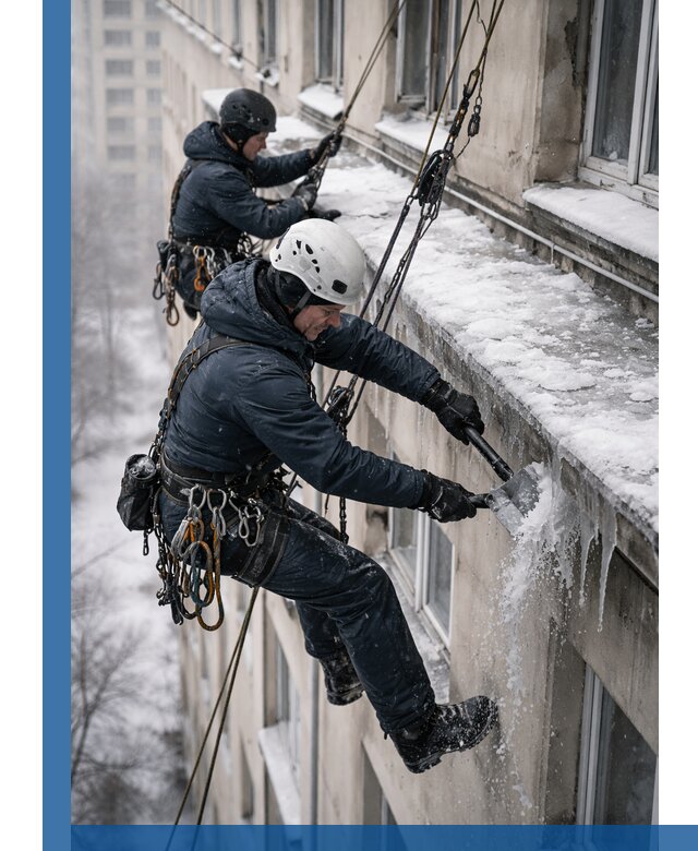 Удаление наледи и сосулек с карнизов в Нягани профессионально