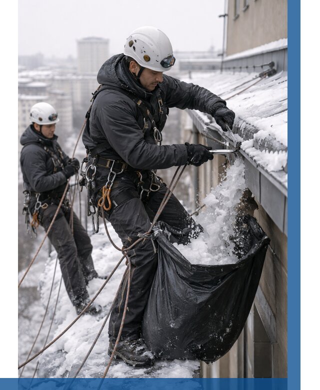 Аварийная очистка крыши в Нягани под ключ от 306 р. | ВЫСОТНИК-Нга