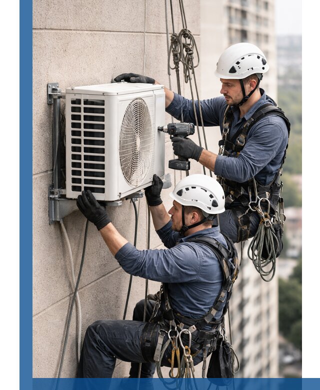 Монтаж внешнего блока кондиционера в Нягани установка и крепление