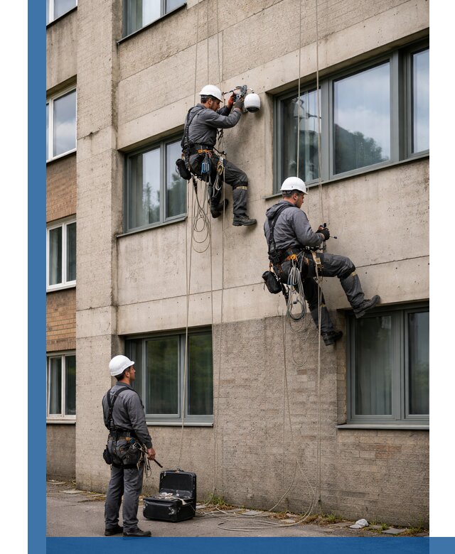 Монтаж фасадных камер видеонаблюдения в Нягани под ключ