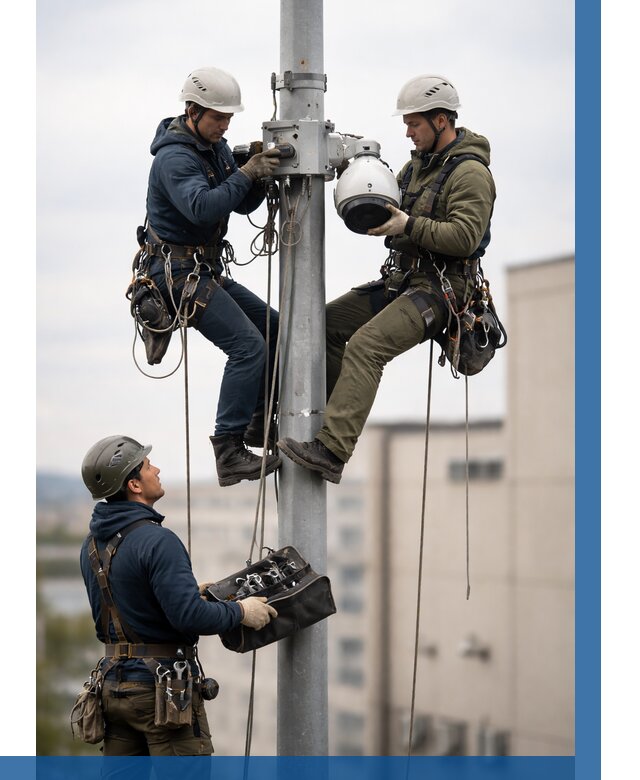 Установка видеокамер на мачте в Нягани от 8658 р. | ВЫСОТНИК-Нга