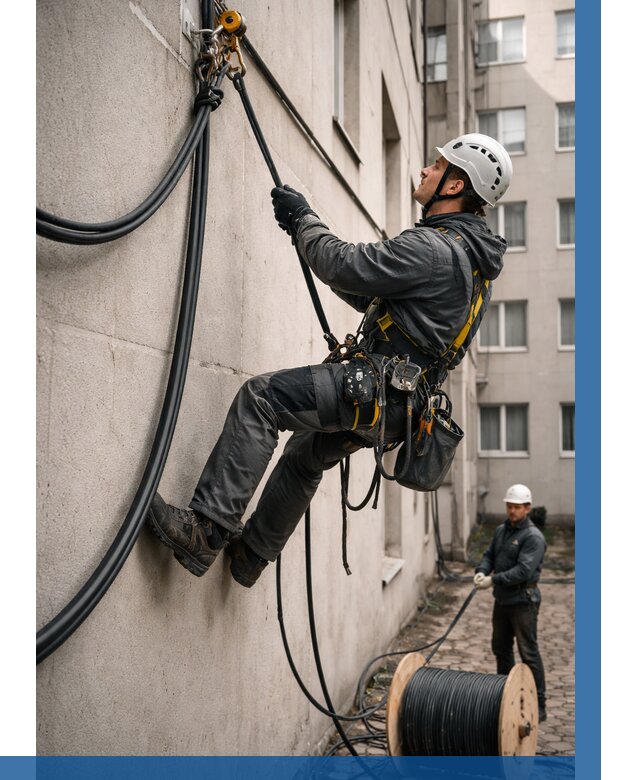 Протяжка кабеля питания на высоте в Нягани от 458 р. | ВЫСОТНИК-Нга