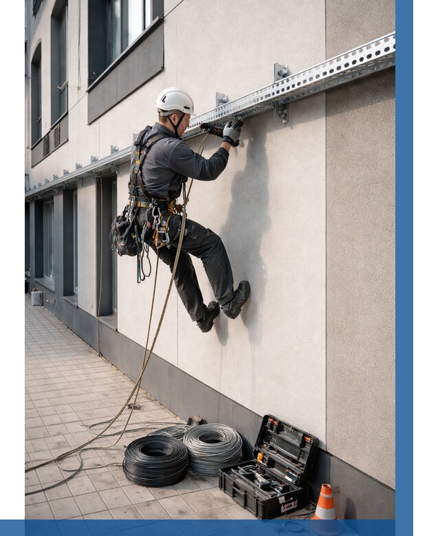 Монтаж кабельных лотков на фасаде в Нягани от 1222 р. | ВЫСОТНИК-Нга