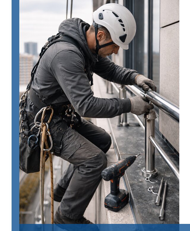 Монтаж ограждений на высоте в Нягани для зданий и конструкций