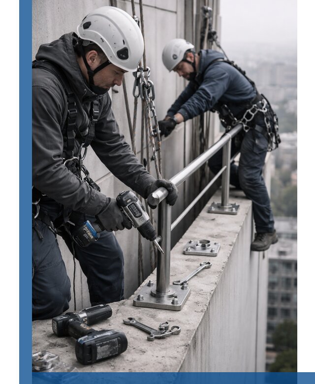 Монтаж перил на высоте в Нягани для жилых и промобъектов