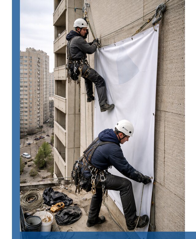 Профессиональный монтаж баннеров на фасаде в Нягани