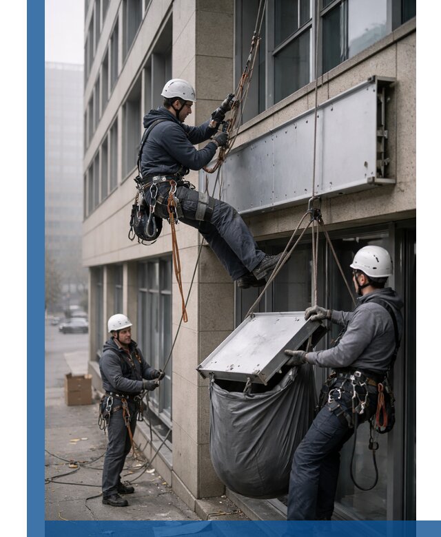 Демонтаж рекламной вывески с высотными работами в Нягани