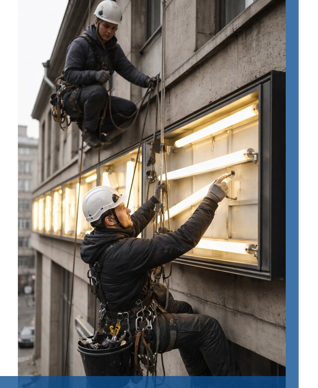 Замена ламп в вывеске в Нягани под ключ от 3565 р. | ВЫСОТНИК-Нга