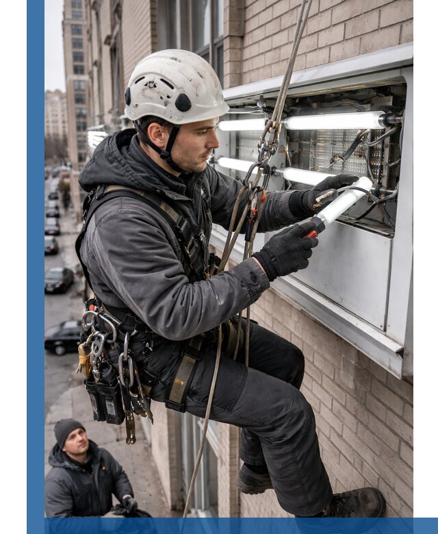 Профессиональная замена ламп в наружной вывеске в Нягани