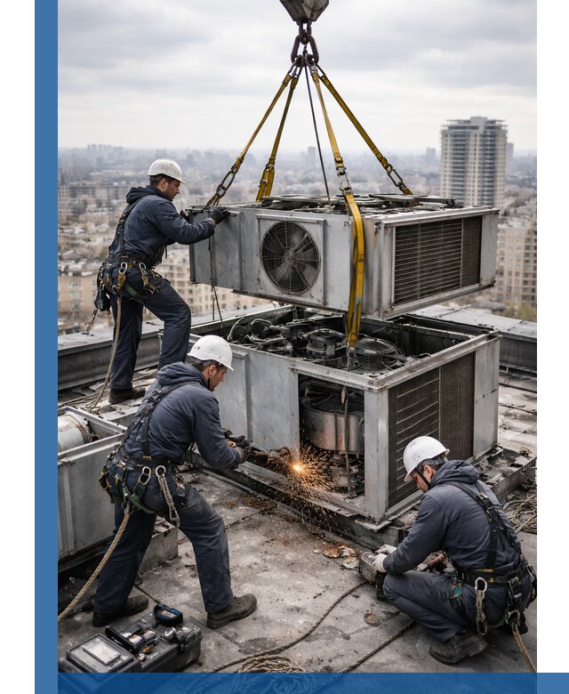 Демонтаж крышной установки в Нягани любой сложности