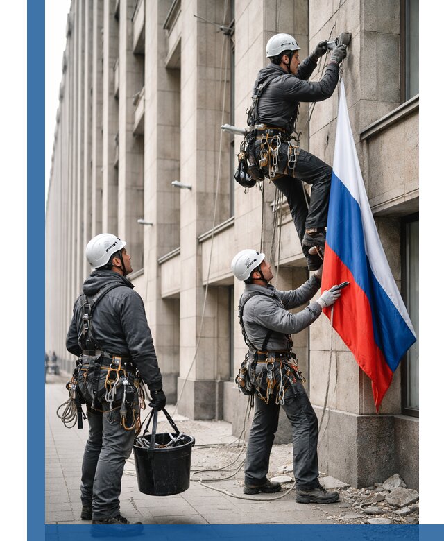 Профессиональная установка флагов на фасаде в Нягани