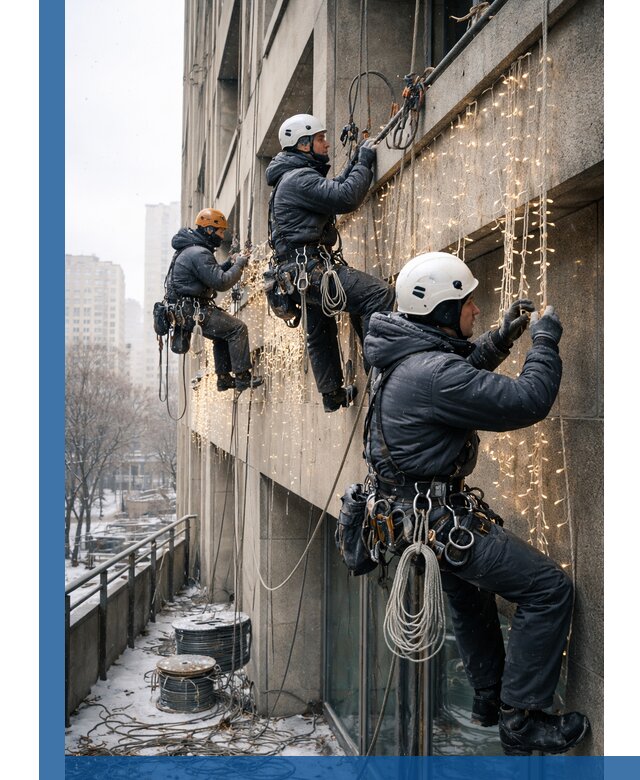 Монтаж новогодней иллюминации и украшение фасадов в Нягани