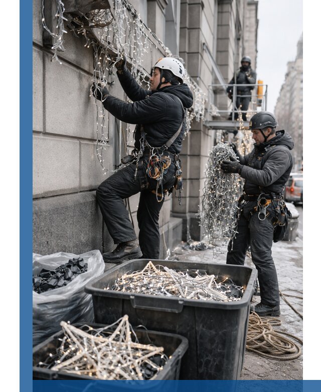 Демонтаж новогоднего оформления и гирлянд в Нягани