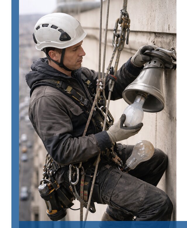 Замена ламп на высоте в Нягани профессионально и быстро