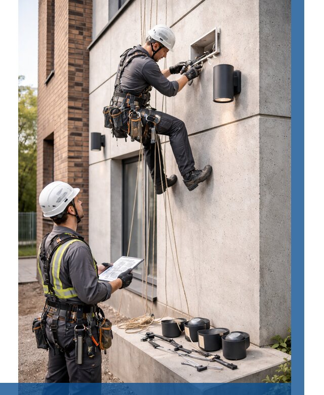 Монтаж фасадного освещения в Нягани от 2547 р. | ВЫСОТНИК-Нга