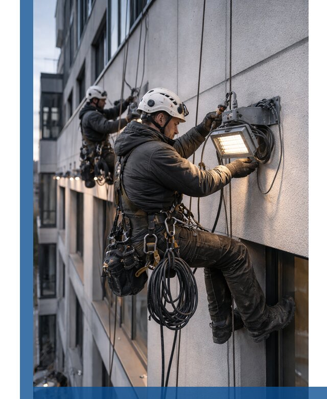 Монтаж фасадного освещения в Нягани установка и подключение