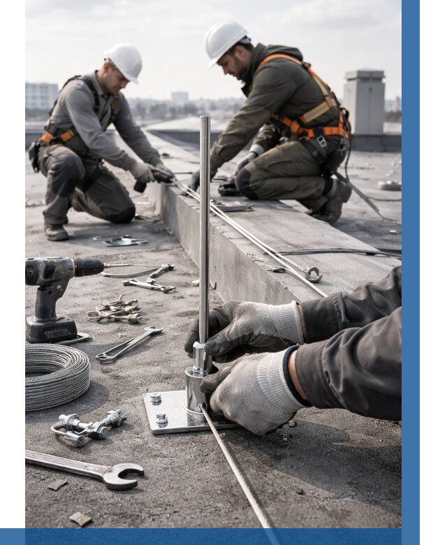 Монтаж молниезащиты на кровле в Нягани цена от 25465 р. | ВЫСОТНИК-Нга