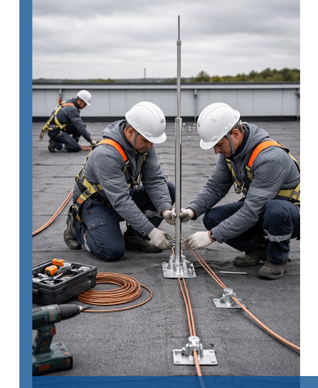 Монтаж молниезащиты на кровле в Нягани под ключ с гарантией