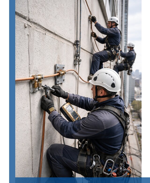 Монтаж системы заземления здания и молниезащиты в Нягани