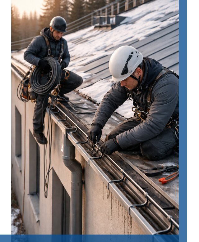 Монтаж греющего кабеля на кровле в Нягани от 458 р. | ВЫСОТНИК-Нга